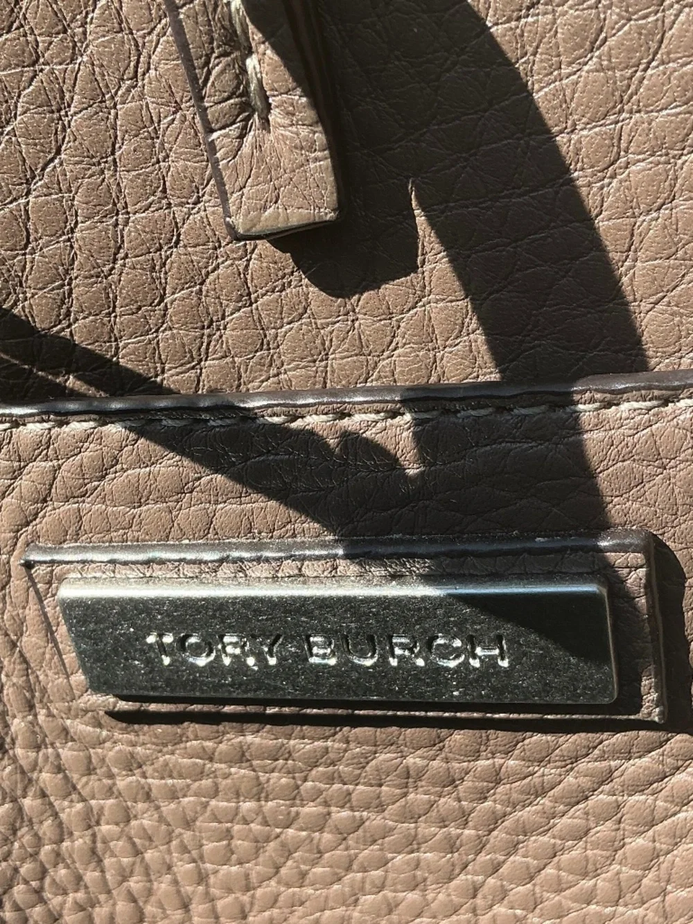 Tory Burch McGraw Tote Mushroom Taupe Leather Removable Tassel Leather Logo